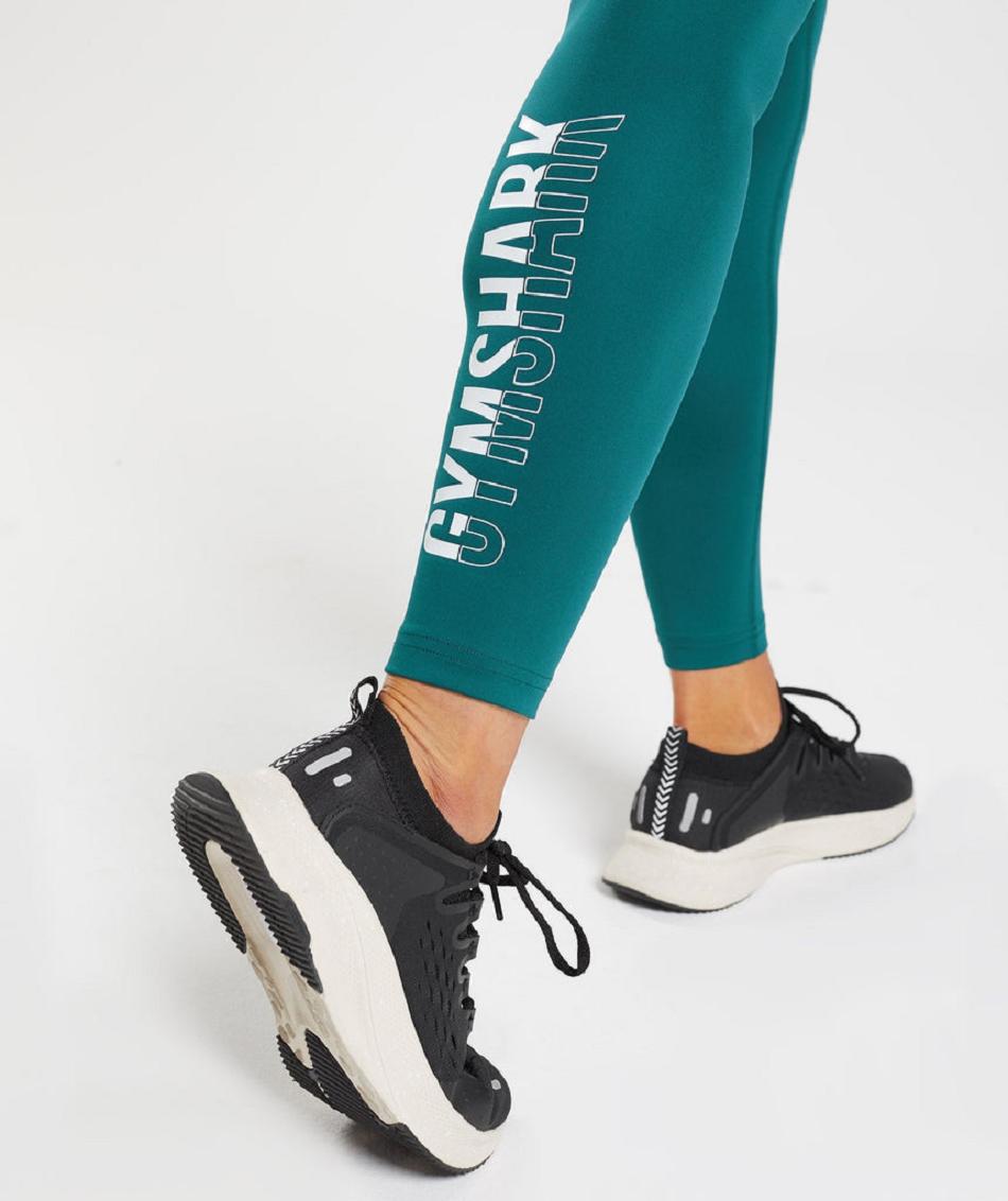 Legginsy Damskie Gymshark Fraction Turkusowe | PL 2218HAP